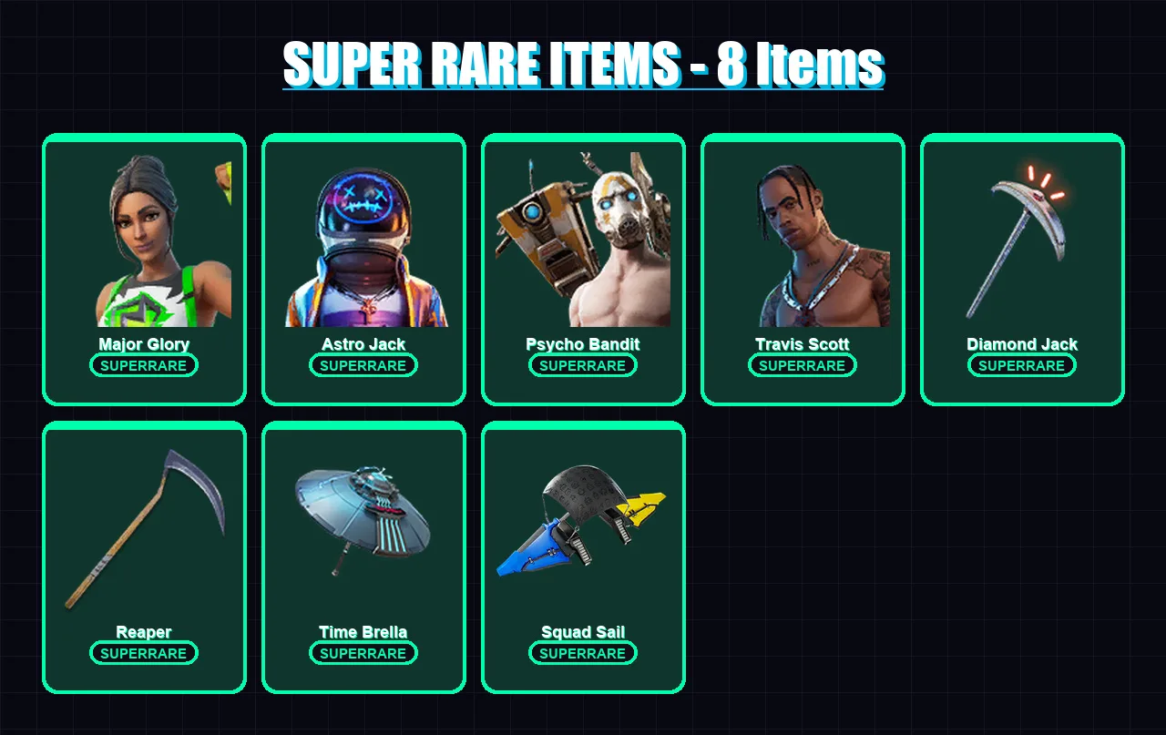 [PC] | Major Glory | Astro Jack | Psycho Bandit | Travis Scott | Spectra Knight | 372 skin | 360 pickaxe | 271 emote | 229 glider | Lv3860