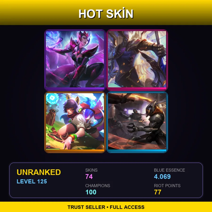SG | Challenger Ahri | Victorious Aatrox | Arcade Ahri | PROJECT: Yi | 74 Skin | 100 Champ | Lv125