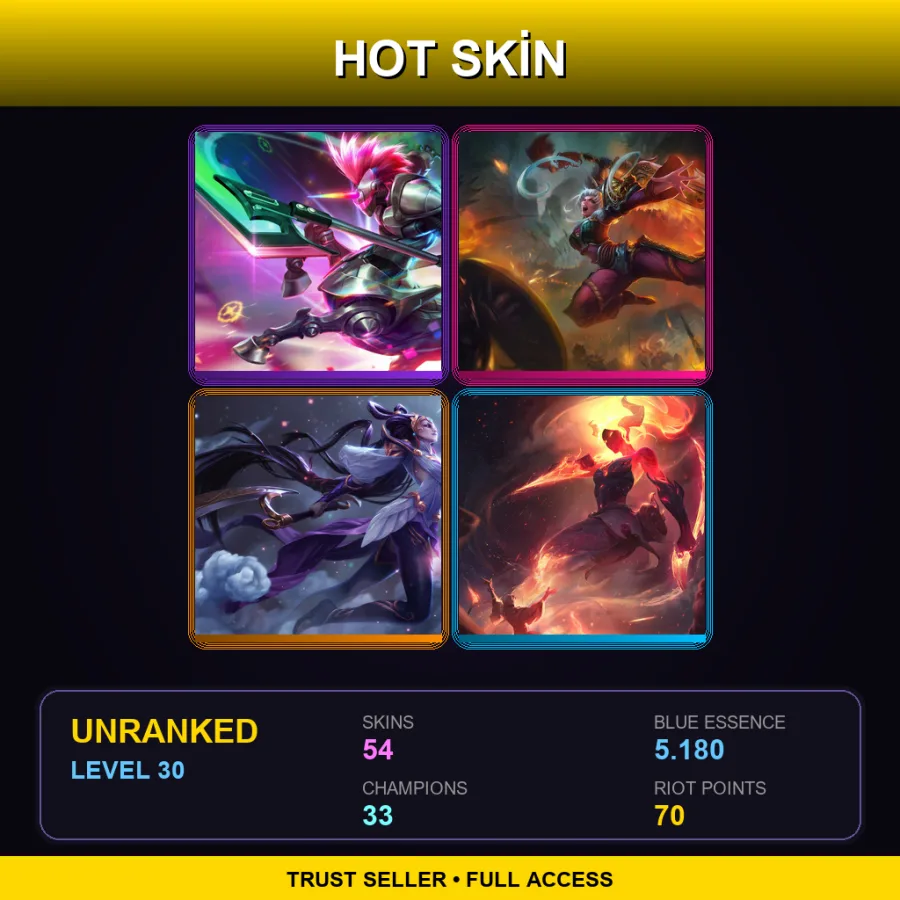 NA | Arcade Hecarim | Dragonblade Riven | Lunar Goddess Diana | Infernal Akali | 54 Skin | 33 Champ | Lv30