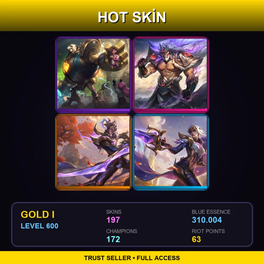 LAN | Lv600 | Gold I | 197 Skin | 172 Champ