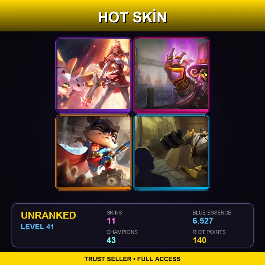 EUW | Lv41 | Unranked | 11 Skin | 43 Champ — LoL account