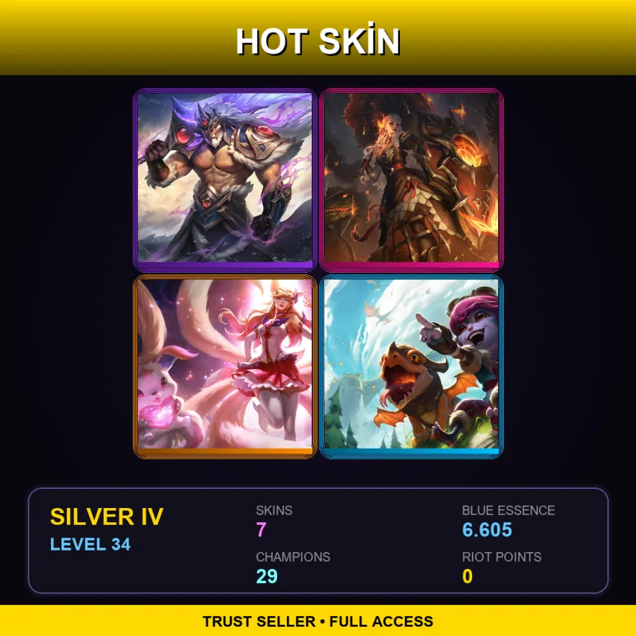 EUW | Lv34 | Silver IV | 7 Skin | 29 Champ