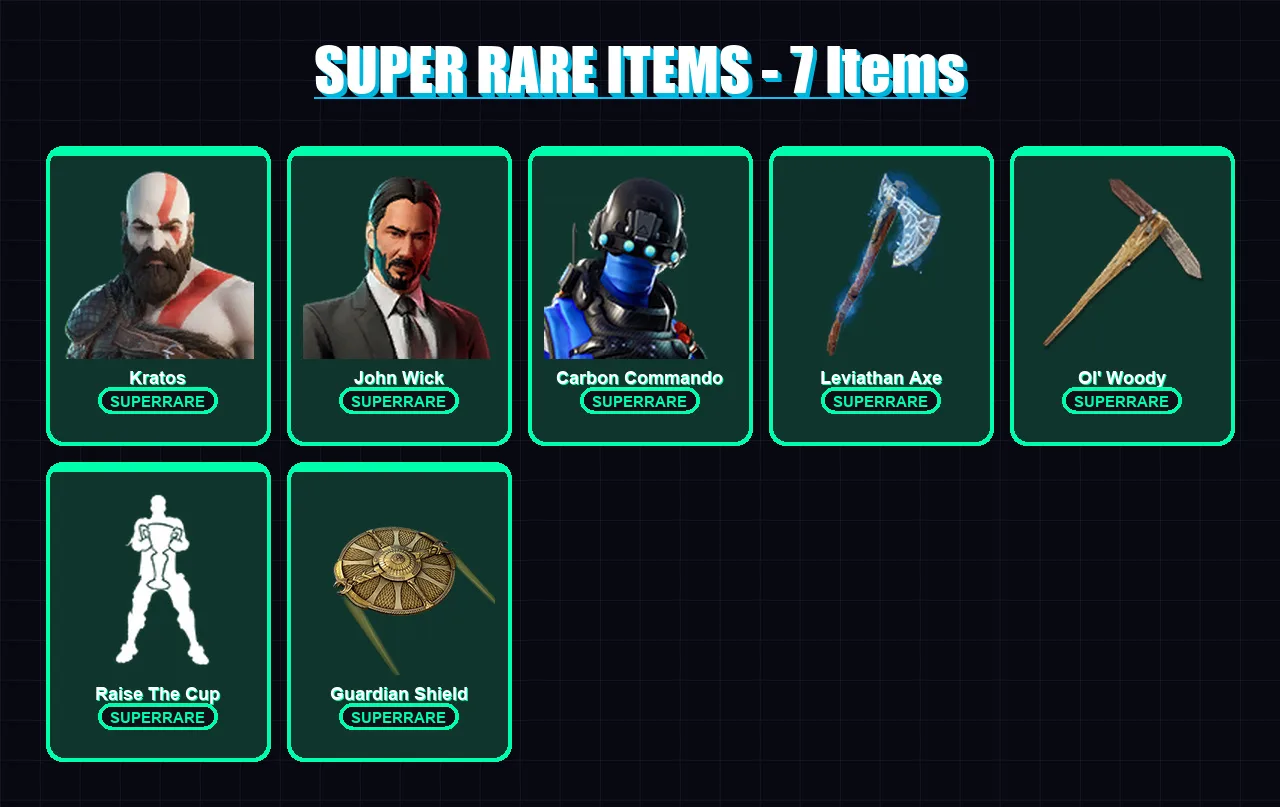 [PC/XBOX/PSN] | Kratos | John Wick | Carbon Commando | Predator | Midas | 124 skin | 100 pickaxe | 91 emote | 77 glider | Lv1265