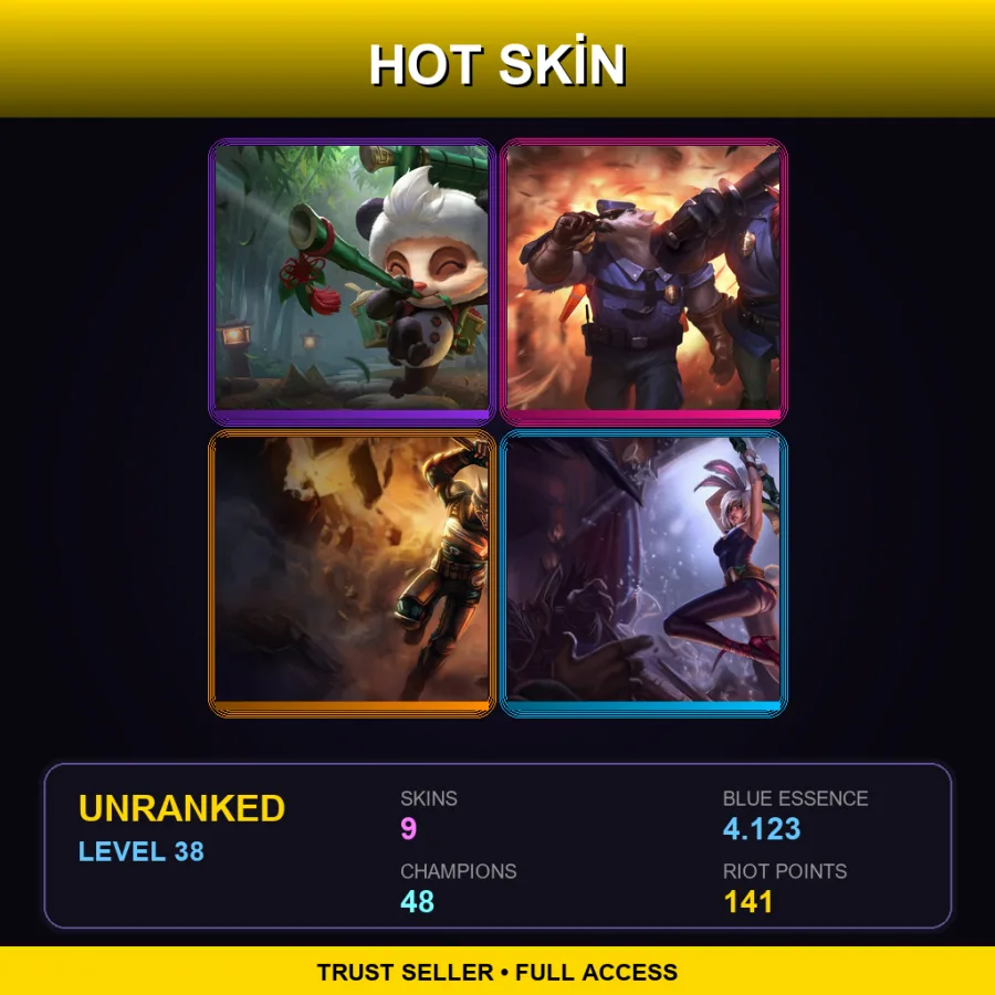 EUNE | Lv38 | Unranked | 9 Skin | 48 Champ — LoL account