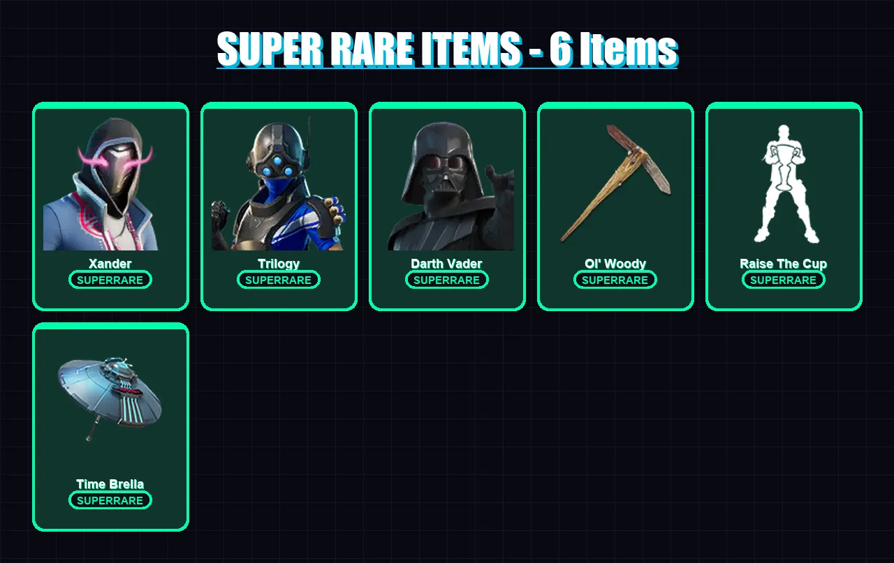 [PC] | Xander | Trilogy | Darth Vader | Spectra Knight | Malik | 287 skin | 260 pickaxe | 256 emote | 174 glider | Lv3004