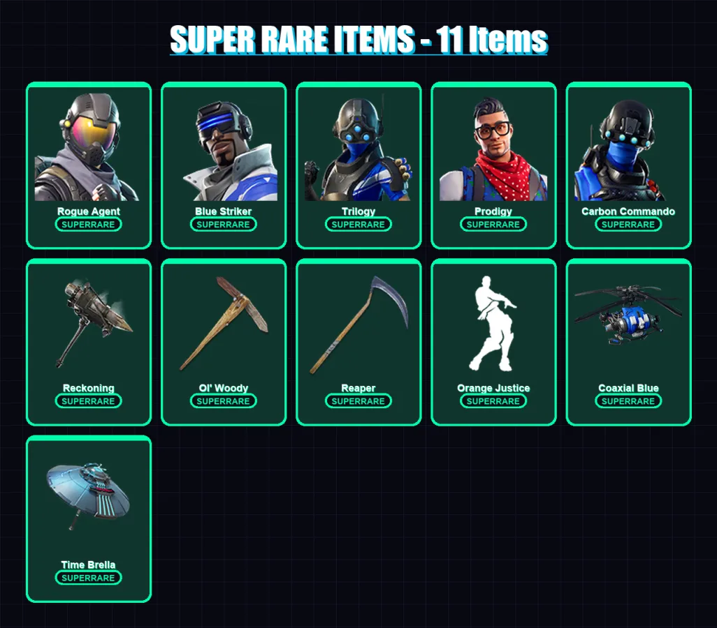 [PC/XBOX/PSN] | Rogue Agent | Blue Striker | Trilogy | Prodigy | Carbon Commando | 161 skin | 174 pickaxe | 157 emote | 140 glider | Lv2360 — Fortnite account
