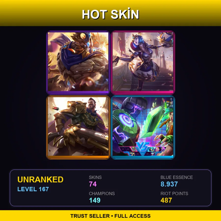 EUW | Victorious Maokai | Victorious Orianna | Victorious Graves | Arcade Riven | 74 Skin | 149 Champ | Lv167
