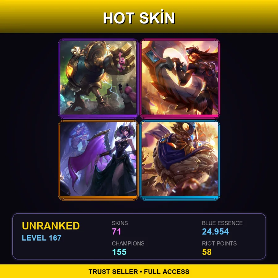EUW | Victorious Blitzcrank | Victorious Sivir | Victorious Morgana | Victorious Maokai | 71 Skin | 155 Champ | Lv167