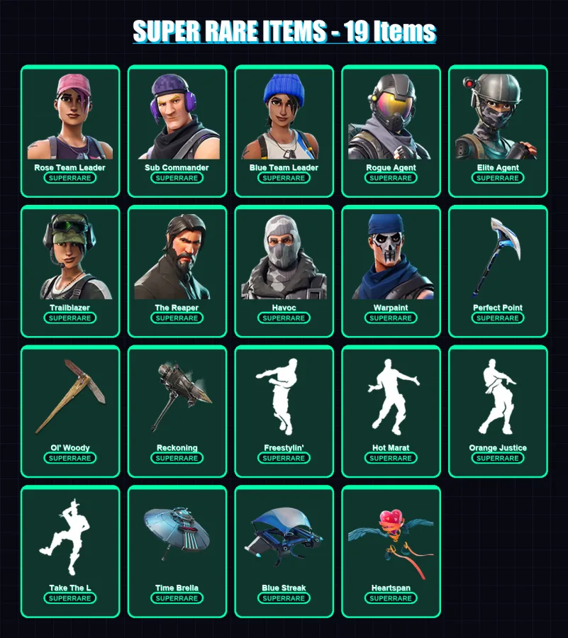 [PC/XBOX] | Rose Team Leader | Sub Commander | Blue Team Leader | Rogue Agent | Elite Agent | 85 skin | 89 pickaxe | 104 emote | 106 glider | Lv1705