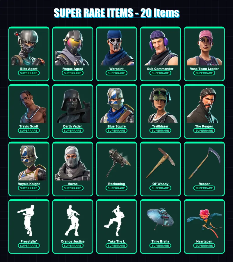 [PC/XBOX/PSN] | Elite Agent | Rogue Agent | Warpaint | Sub Commander | Rose Team Leader | 243 skin | 216 pickaxe | 164 emote | 197 glider | Lv2399