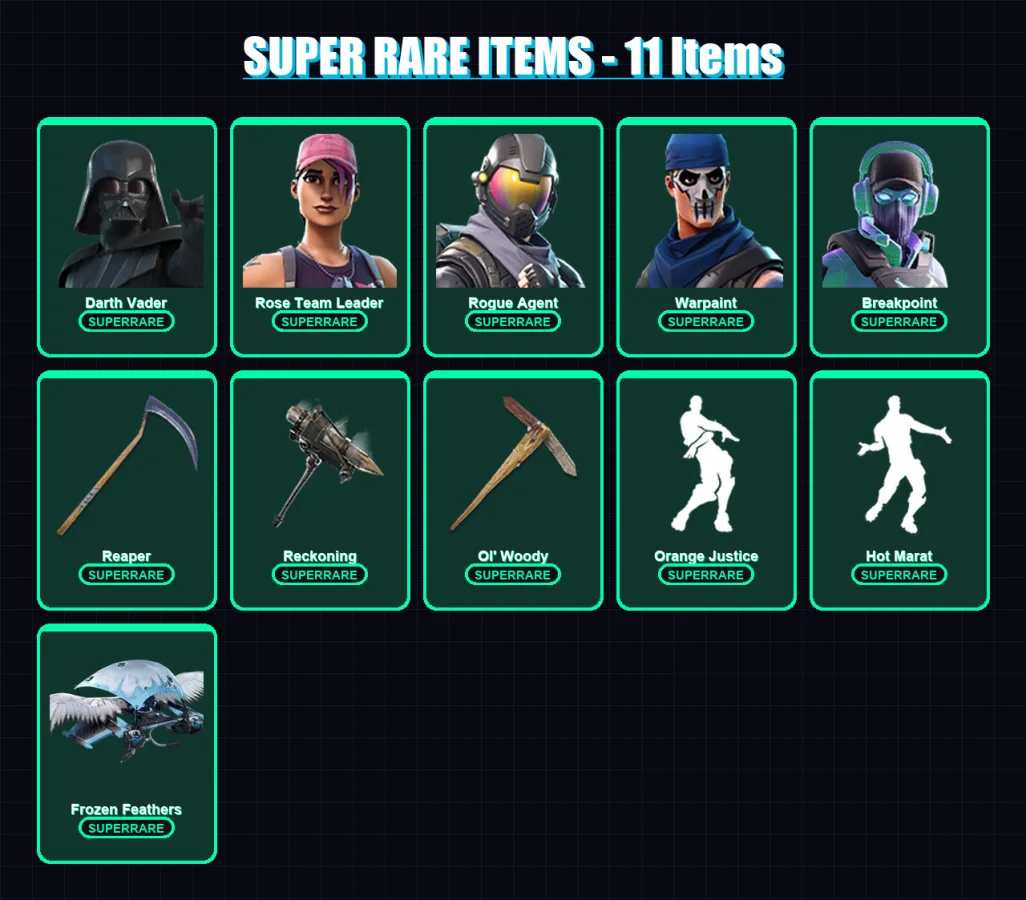 [PC/XBOX/PSN] | Darth Vader | Rose Team Leader | Rogue Agent | Warpaint | Breakpoint | 138 skin | 93 pickaxe | 87 emote | 88 glider | Lv1175