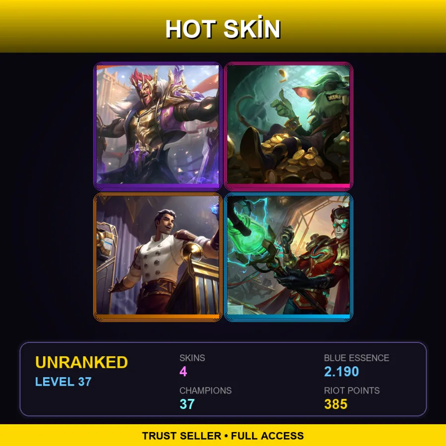 NA | Lv37 | Unranked | 4 Skin | 37 Champ