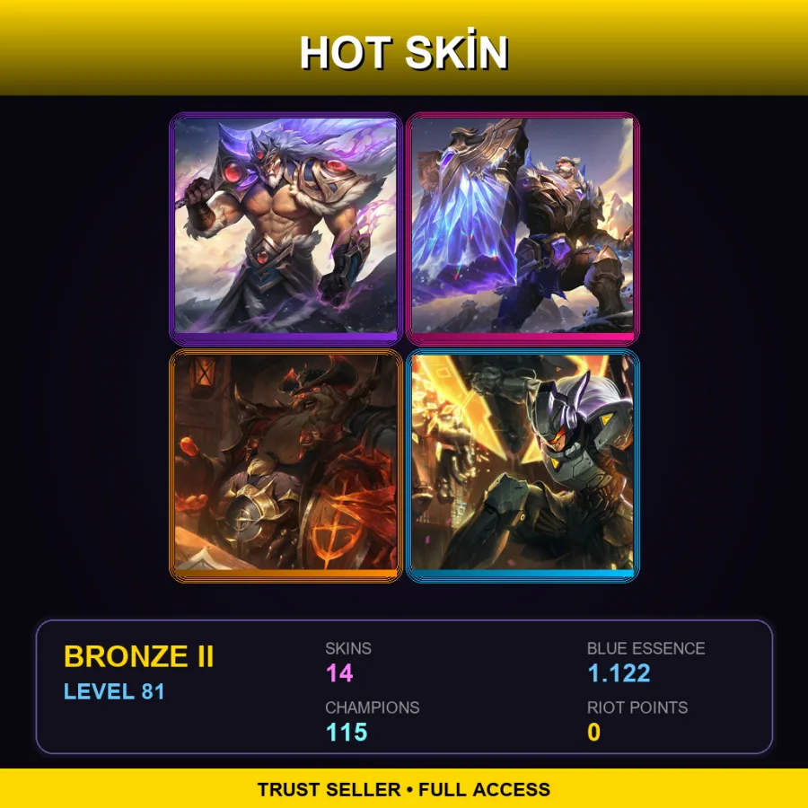 LAS | Lv81 | Bronze II | 14 Skin | 115 Champ — LoL account