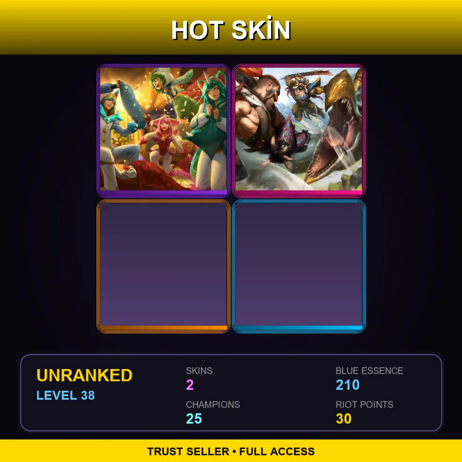 EUNE | Lv38 | Unranked | 2 Skin | 25 Champ — LoL account