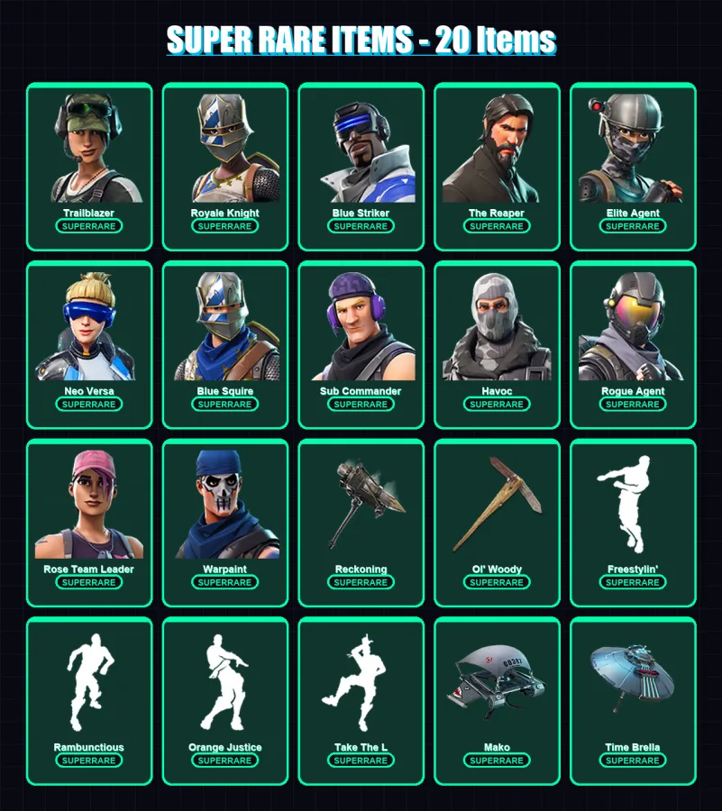 [PS4/PS5/PC] | Trailblazer | Royale Knight | Blue Striker | The Reaper | Elite Agent | 63 skin | 39 pickaxe | 49 emote | 45 glider | Lv509