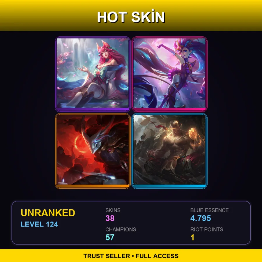 SG | Lv124 | Unranked | 38 Skin | 57 Champ