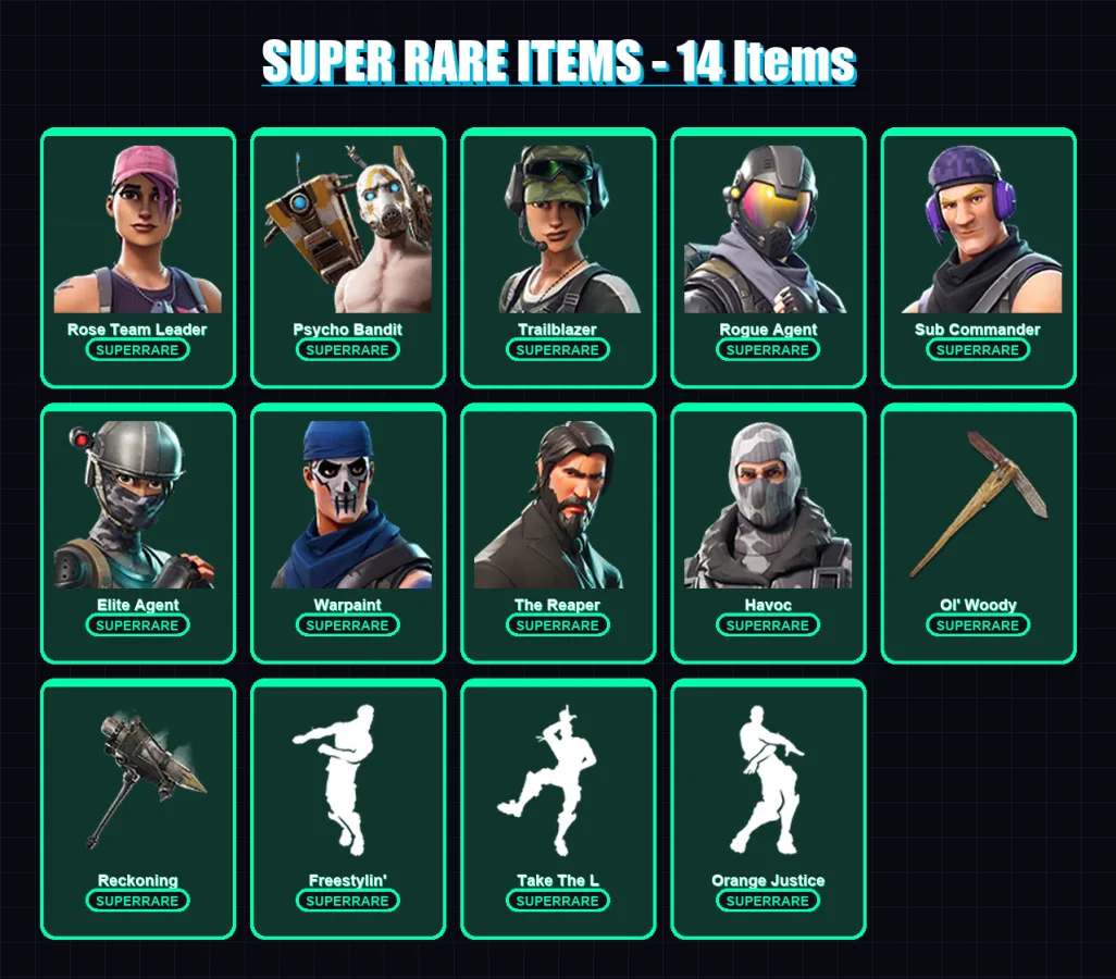 [PC/XBOX/PSN] | Rose Team Leader | Psycho Bandit | Trailblazer | Rogue Agent | Sub Commander | 53 skin | 33 pickaxe | 44 emote | 40 glider | Lv339