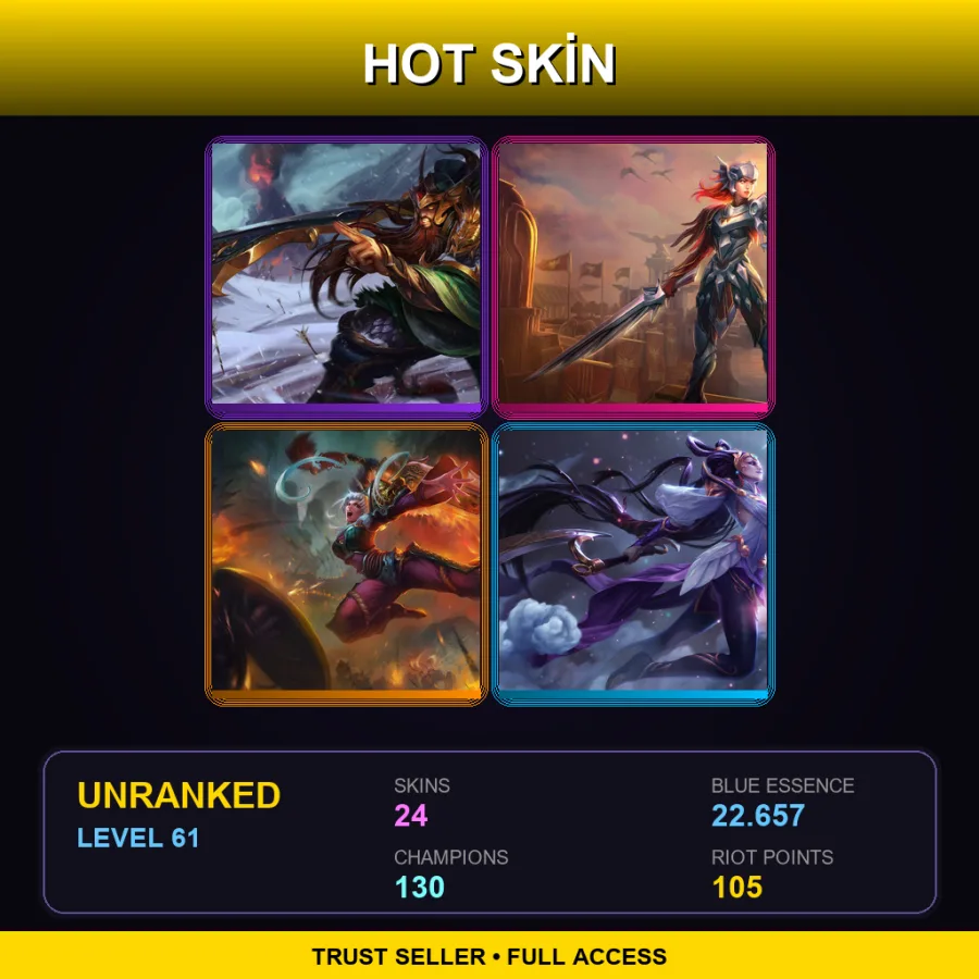 VN | Lv61 | Unranked | 24 Skin | 130 Champ — LoL account