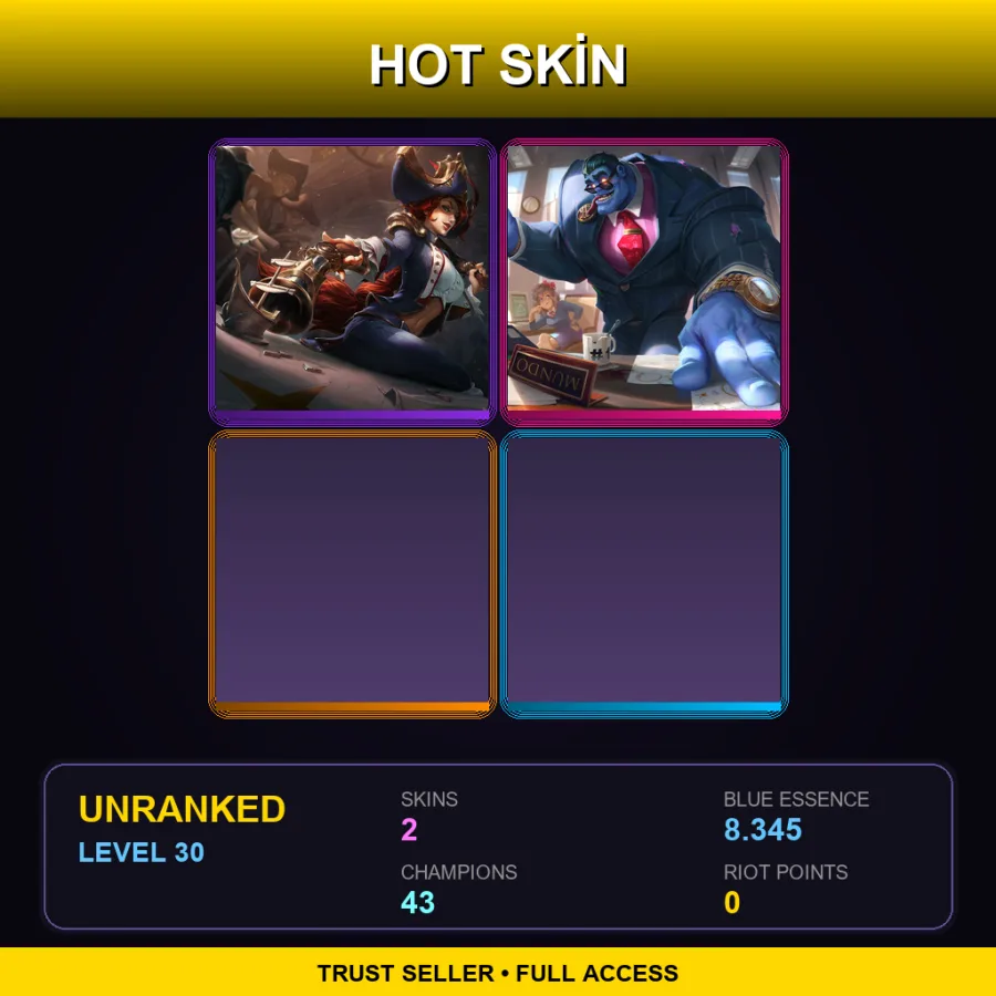 EUW | Lv30 | Unranked | 2 Skin | 43 Champ