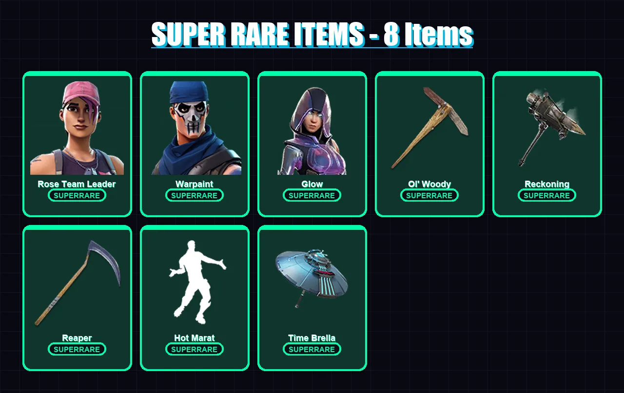 [PC/PSN] | Rose Team Leader | Warpaint | Glow | Sorana | Hybrid | 81 skin | 97 pickaxe | 76 emote | 67 glider | Lv1115
