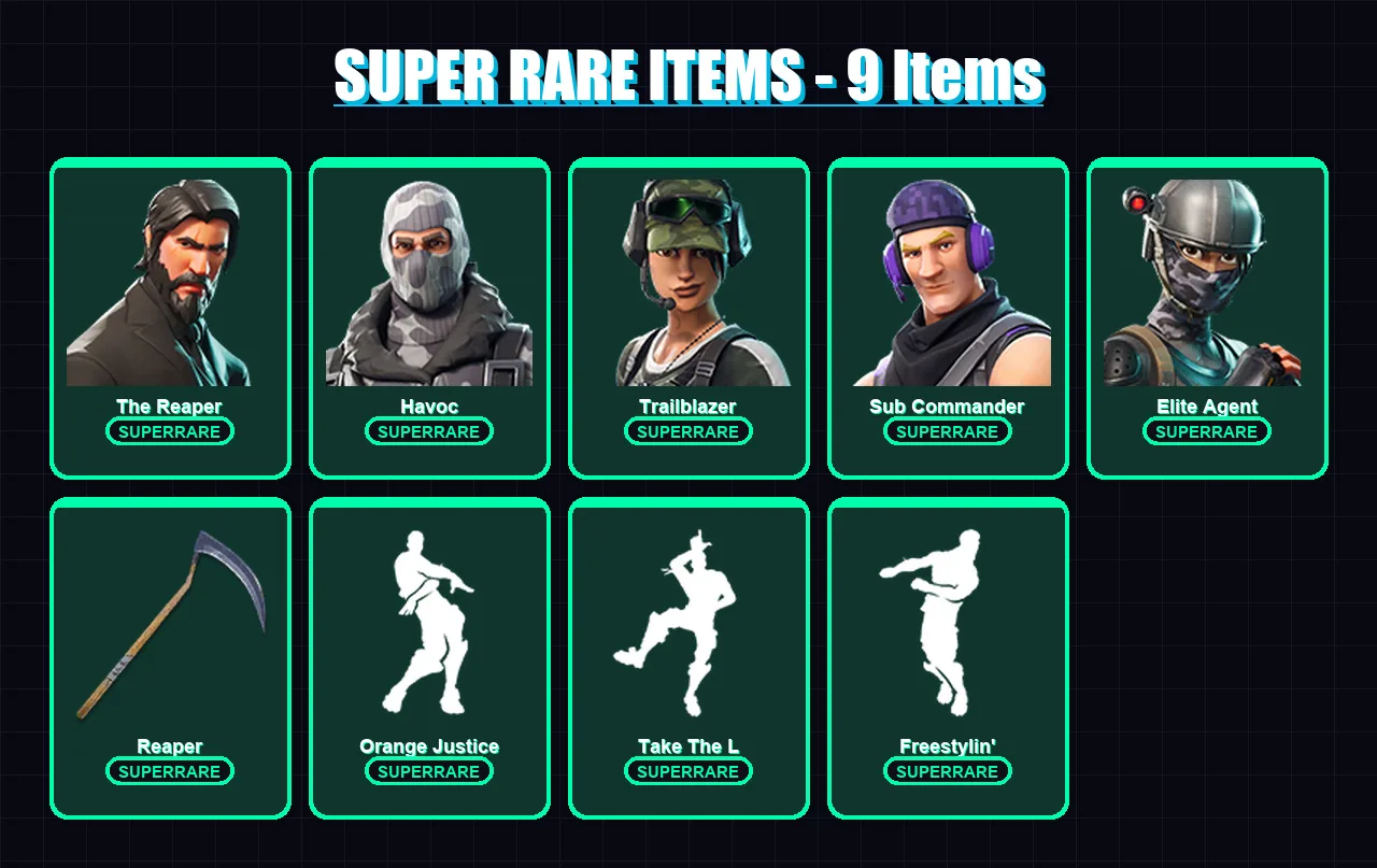 [PS4/PS5/XBOX/PC] | The Reaper | Havoc | Trailblazer | Sub Commander | Elite Agent | 33 skin | 26 pickaxe | 38 emote | 22 glider | Lv483 — Fortnite account