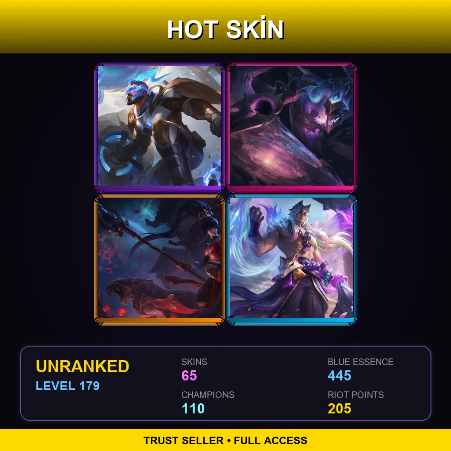 EUNE | Lv179 | Unranked | 65 Skin | 110 Champ — LoL account