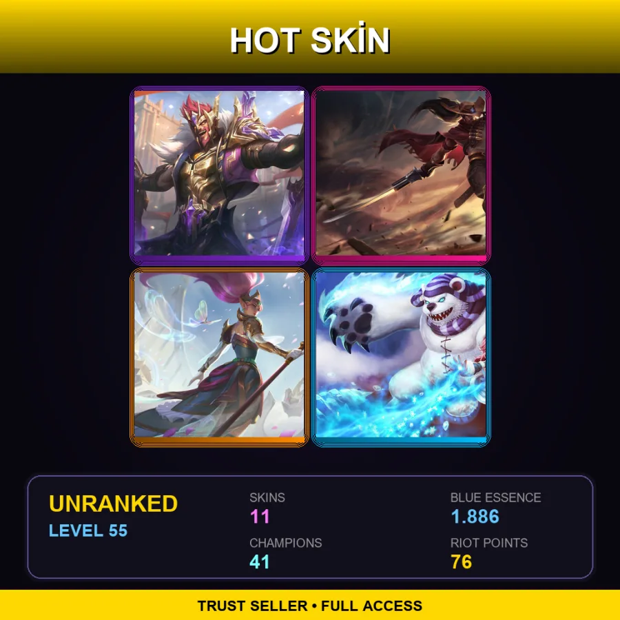 EUW | Lv55 | Unranked | 11 Skin | 41 Champ — LoL account