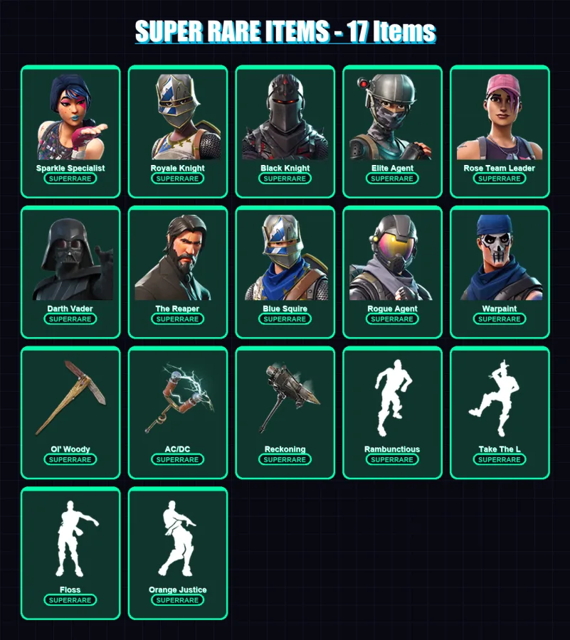 [PC/PSN] | Sparkle Specialist | Royale Knight | Black Knight | Elite Agent | Rose Team Leader | 127 skin | 99 pickaxe | 94 emote | 87 glider | Lv110