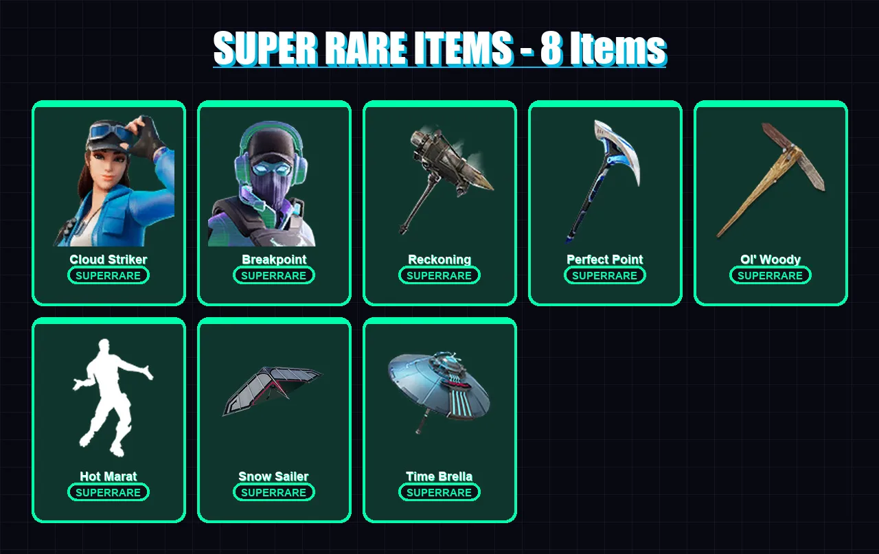 [PC/XBOX] | Cloud Striker | Breakpoint | Fade | Omegarok | Deadpool | 210 skin | 234 pickaxe | 186 emote | 200 glider | Lv2843