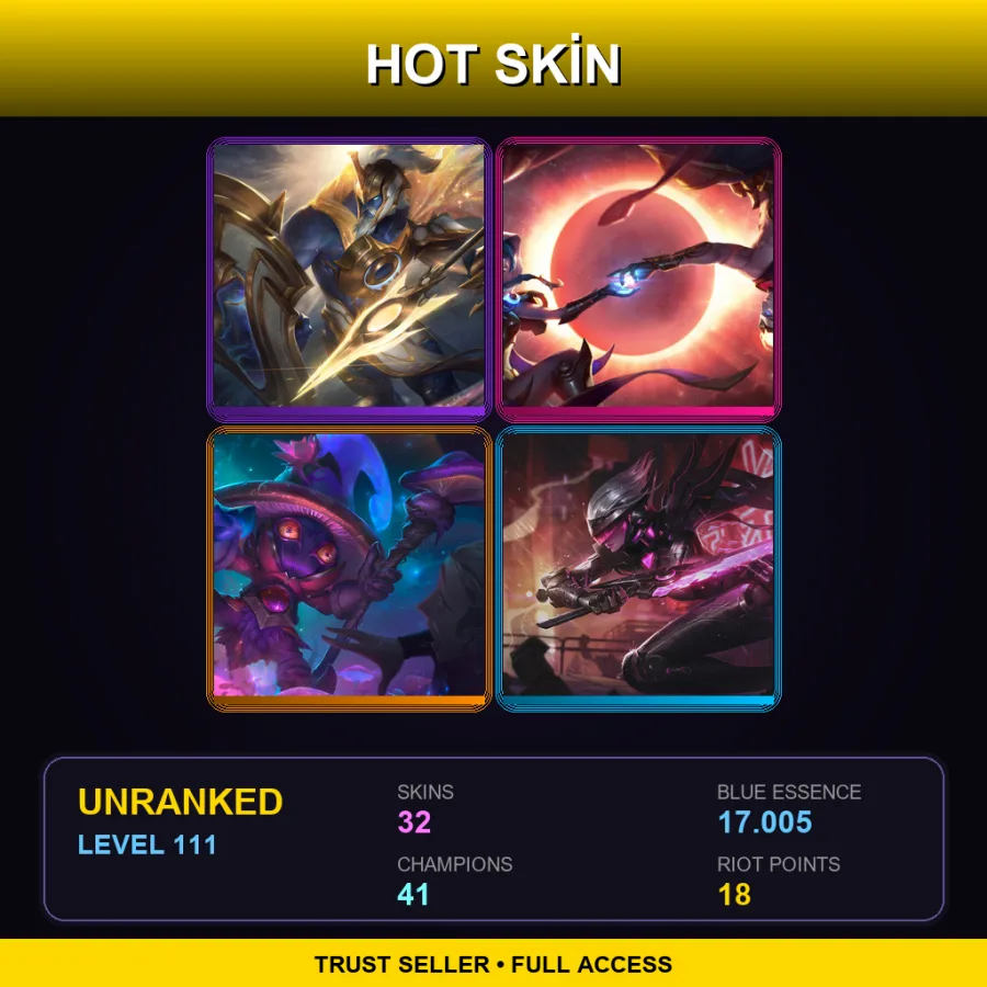 LAN | Lv111 | Unranked | 32 Skin | 41 Champ — LoL account