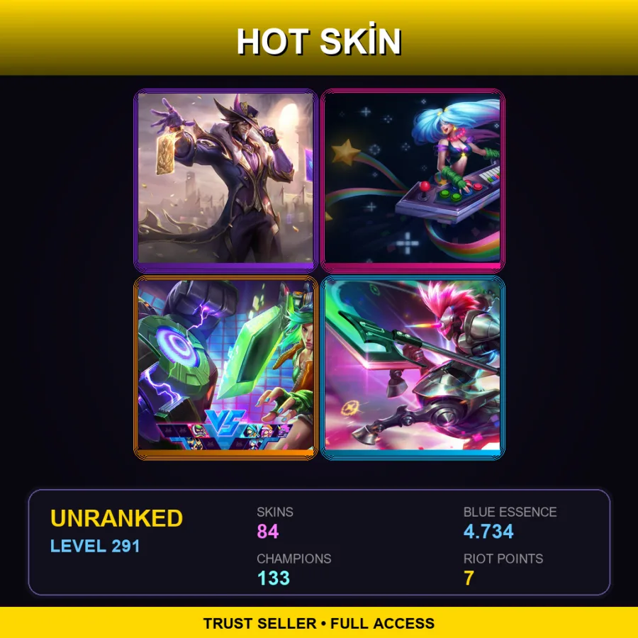LAS | Lv291 | Unranked | 84 Skin | 133 Champ — LoL account