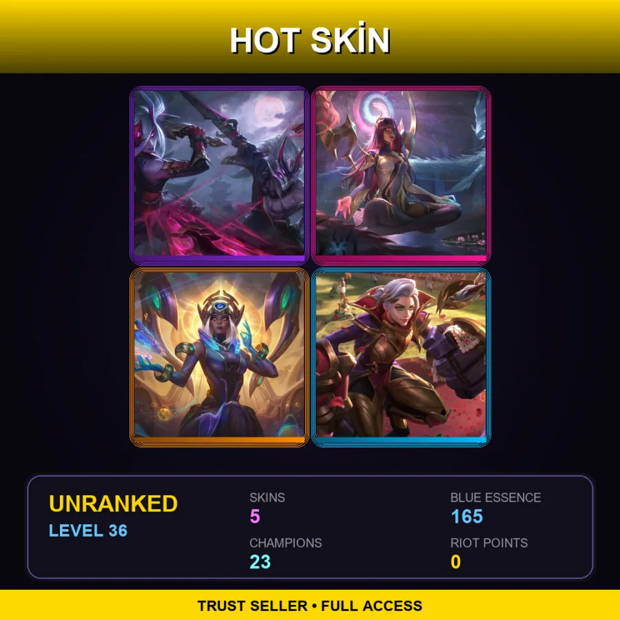 LAN | Lv36 | Unranked | 5 Skin | 23 Champ — Heartbreaker Vi