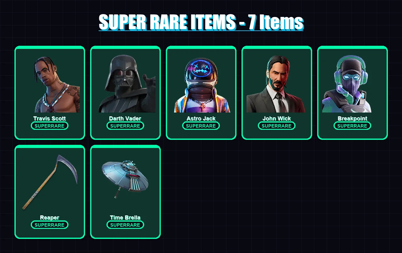 [PC/PSN] | Travis Scott | Darth Vader | Astro Jack | John Wick | Breakpoint | 275 skin | 293 pickaxe | 227 emote | 210 glider | Lv3041