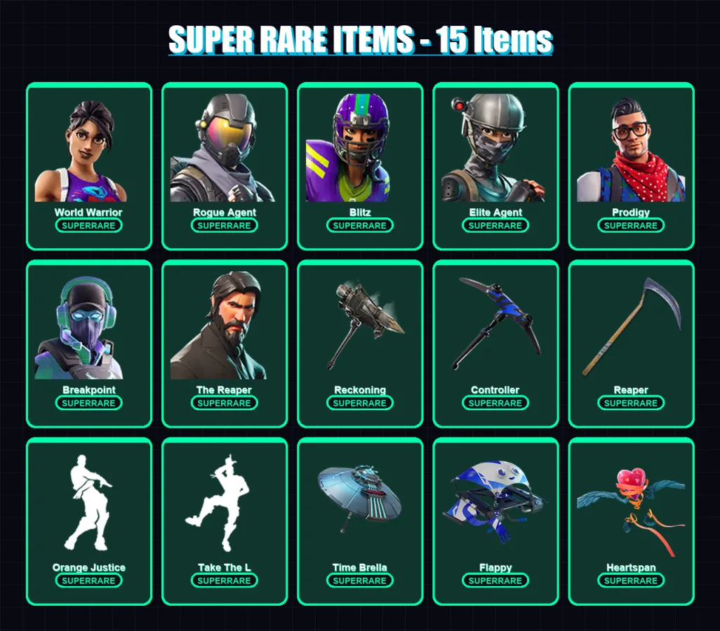 [PC/XBOX] | World Warrior | Rogue Agent | Blitz | Elite Agent | Prodigy | 141 skin | 128 pickaxe | 103 emote | 116 glider | Lv1665