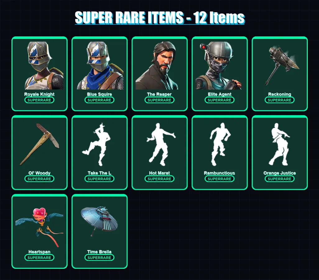 [PC/PSN] | Royale Knight | Blue Squire | The Reaper | Elite Agent | Luxe | 75 skin | 55 pickaxe | 73 emote | 60 glider | Lv900