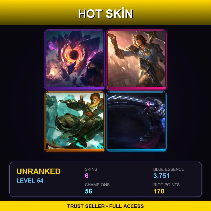 EUW | Lv54 | Unranked | 6 Skin | 56 Champ