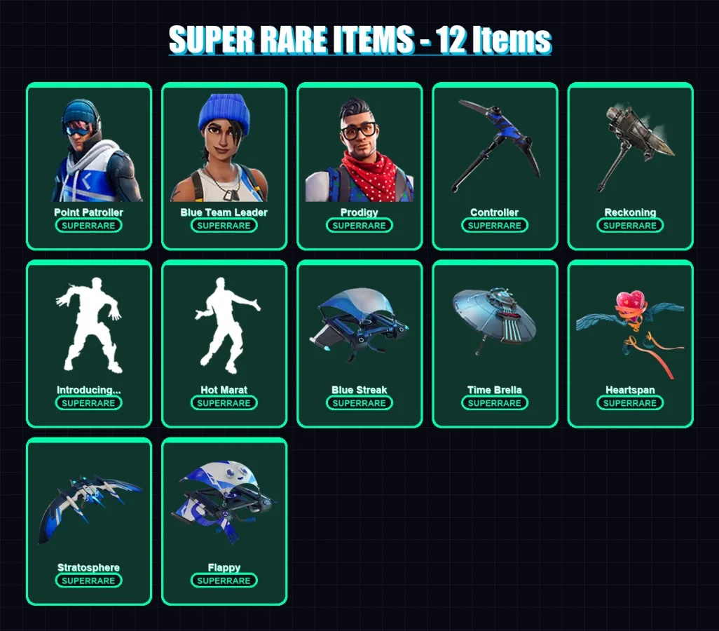 [PS4/PS5/XBOX/PC] | Point Patroller | Blue Team Leader | Prodigy | Raz | Lynx | 122 skin | 119 pickaxe | 116 emote | 128 glider | Lv1781
