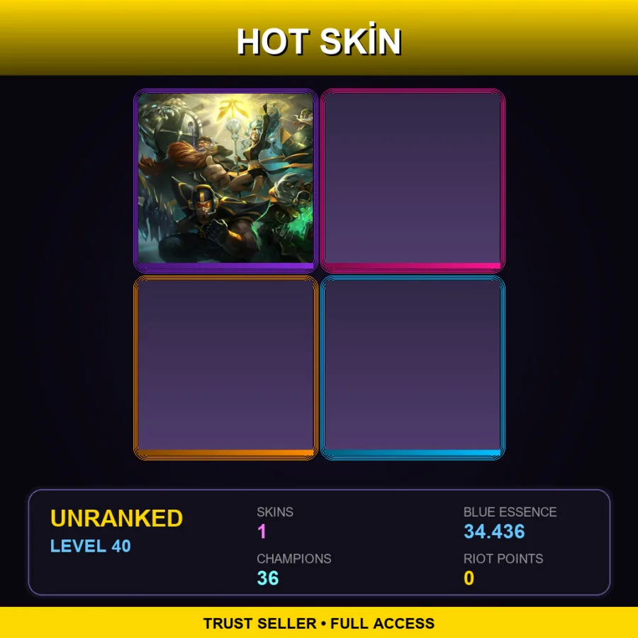 EUW | Lv40 | Unranked | 1 Skin | 36 Champ — LoL account