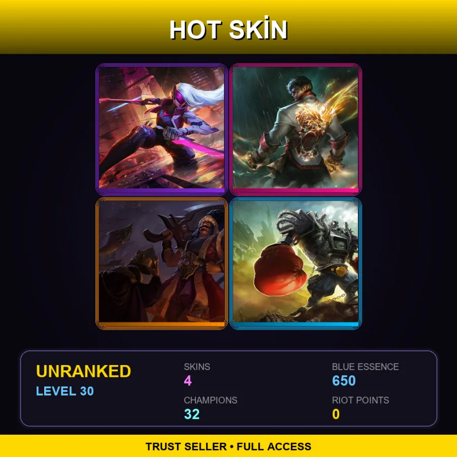 EUNE | PROJECT: Katarina | Dragon Fist Lee Sin | Sultan Tryndamere | Boom Boom Blitzcrank | 4 Skin | 32 Champ | Lv30