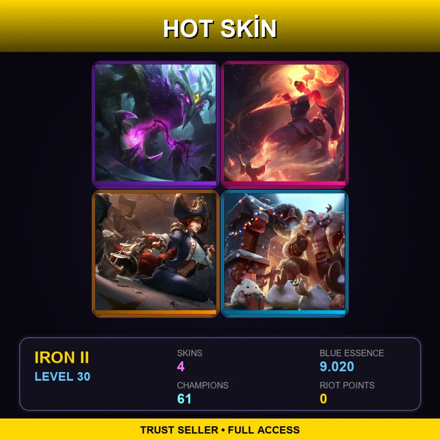 VN | Lv30 | Iron II | 4 Skin | 61 Champ — LoL account