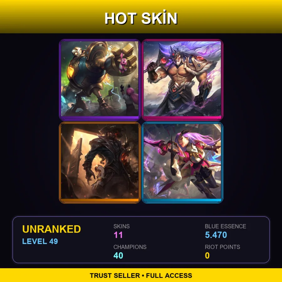 NA | Lv49 | Unranked | 11 Skin | 40 Champ