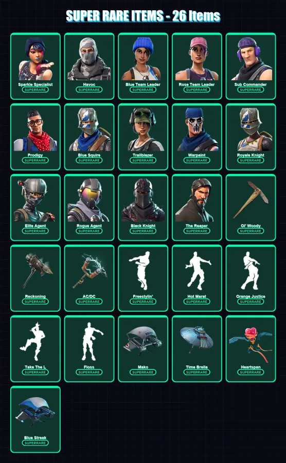 [PC/XBOX] | Sparkle Specialist | Havoc | Blue Team Leader | Rose Team Leader | Sub Commander | 88 skin | 88 pickaxe | 61 emote | 80 glider | Lv1160
