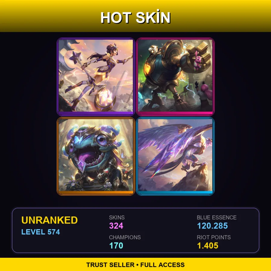 EUW | Lv574 | Unranked | 324 Skin | 170 Champ