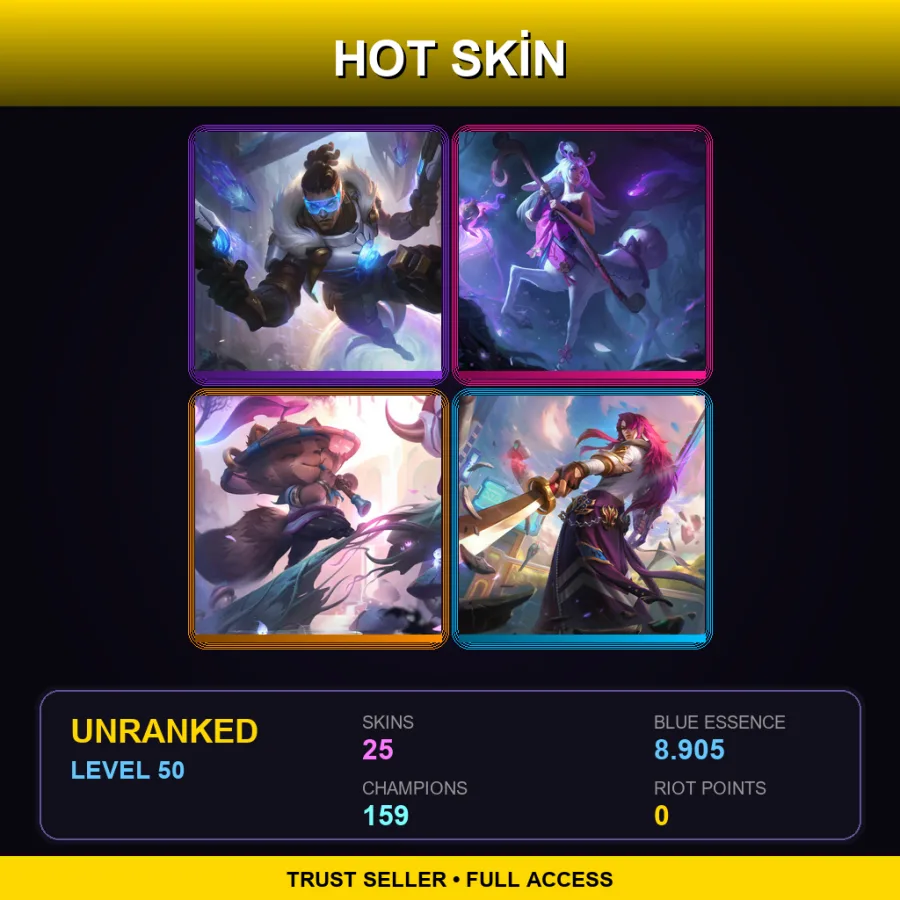 VN | Lv50 | Unranked | 25 Skin | 159 Champ — Lunar Beast Fiora