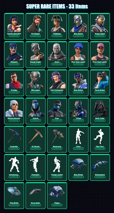 [PC/XBOX/PSN] | Renegade Raider | Sparkle Specialist | The Reaper | 300 skin | Lv2546