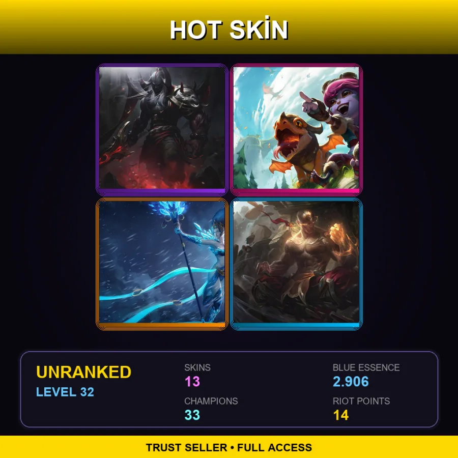 SG | Lv32 | Unranked | 13 Skin | 33 Champ