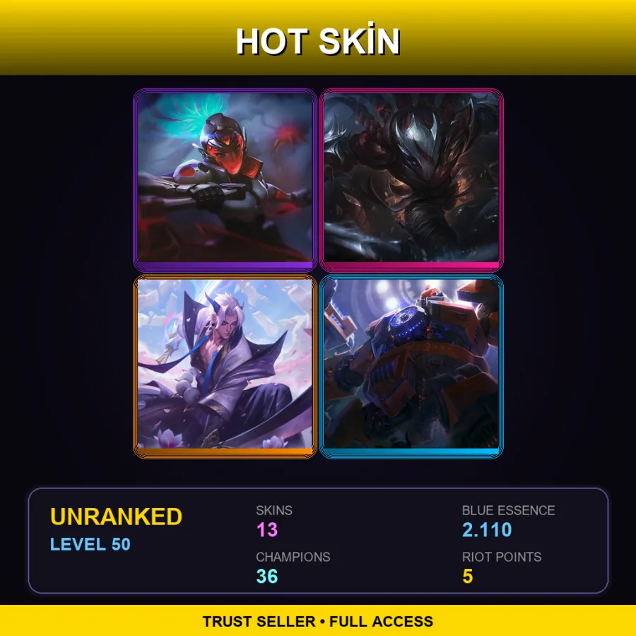 EUW | Lv50 | Unranked | 13 Skin | 36 Champ