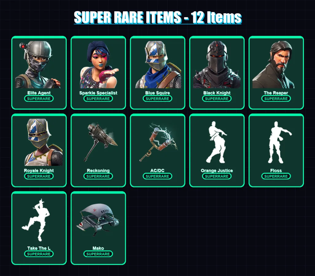 [PC/XBOX/PSN] | Elite Agent | Sparkle Specialist | Blue Squire | Black Knight | The Reaper | 75 skin | 50 pickaxe | 52 emote | 48 glider | Lv654
