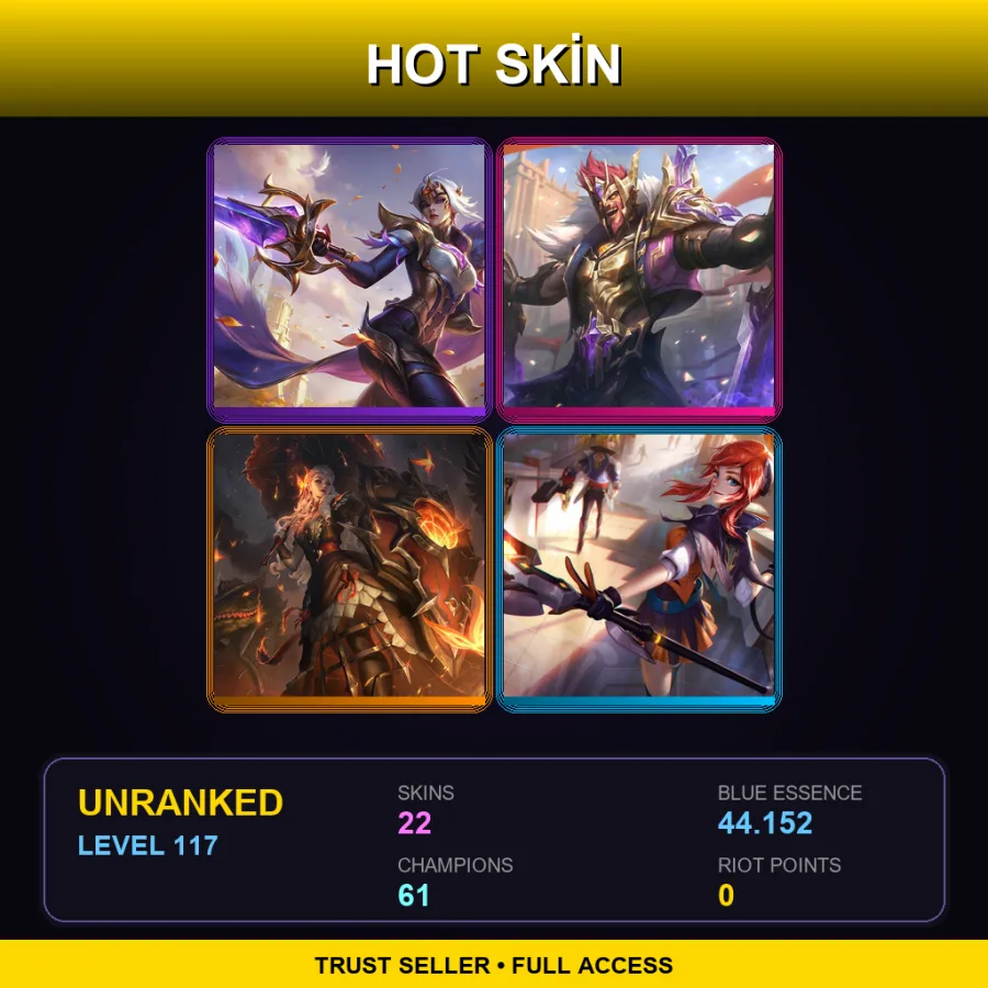 EUNE | Lv117 | Unranked | 22 Skin | 61 Champ — LoL account