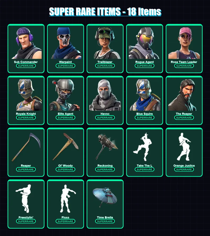 [PC/PSN] | Sub Commander | Warpaint | Trailblazer | Rogue Agent | Rose Team Leader | 156 skin | 148 pickaxe | 100 emote | 116 glider | Lv1903